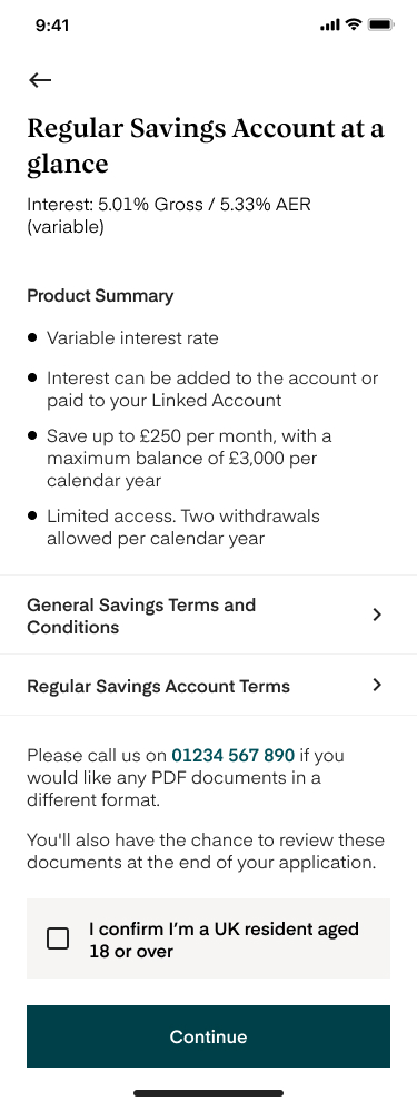 Regular Savings Account at a glance