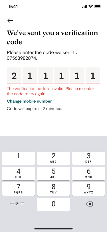 The verification code is invalid
